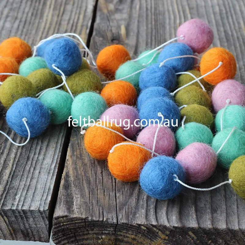 Pom Pom Garland Blue Mint Lime Orange Pink