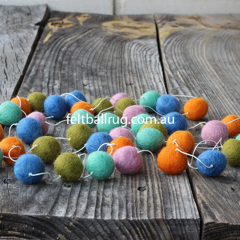 Pom Pom Garland Blue Mint Lime Orange Pink