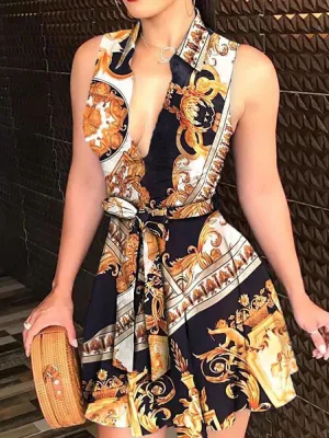 Printed Strapless Graceful Bodycon Mini Dress