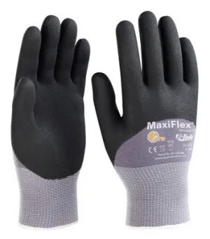 Protective Industrial Products Medium MaxiFlex Ultimate by ATG 15 Gauge Coated Work Gloves With Gray Nylon And Lycra Liner, Black Micro-Foam Nitrile 3/4 Coated Palm, Fingers And Knuckles And Continuous Knitwrist