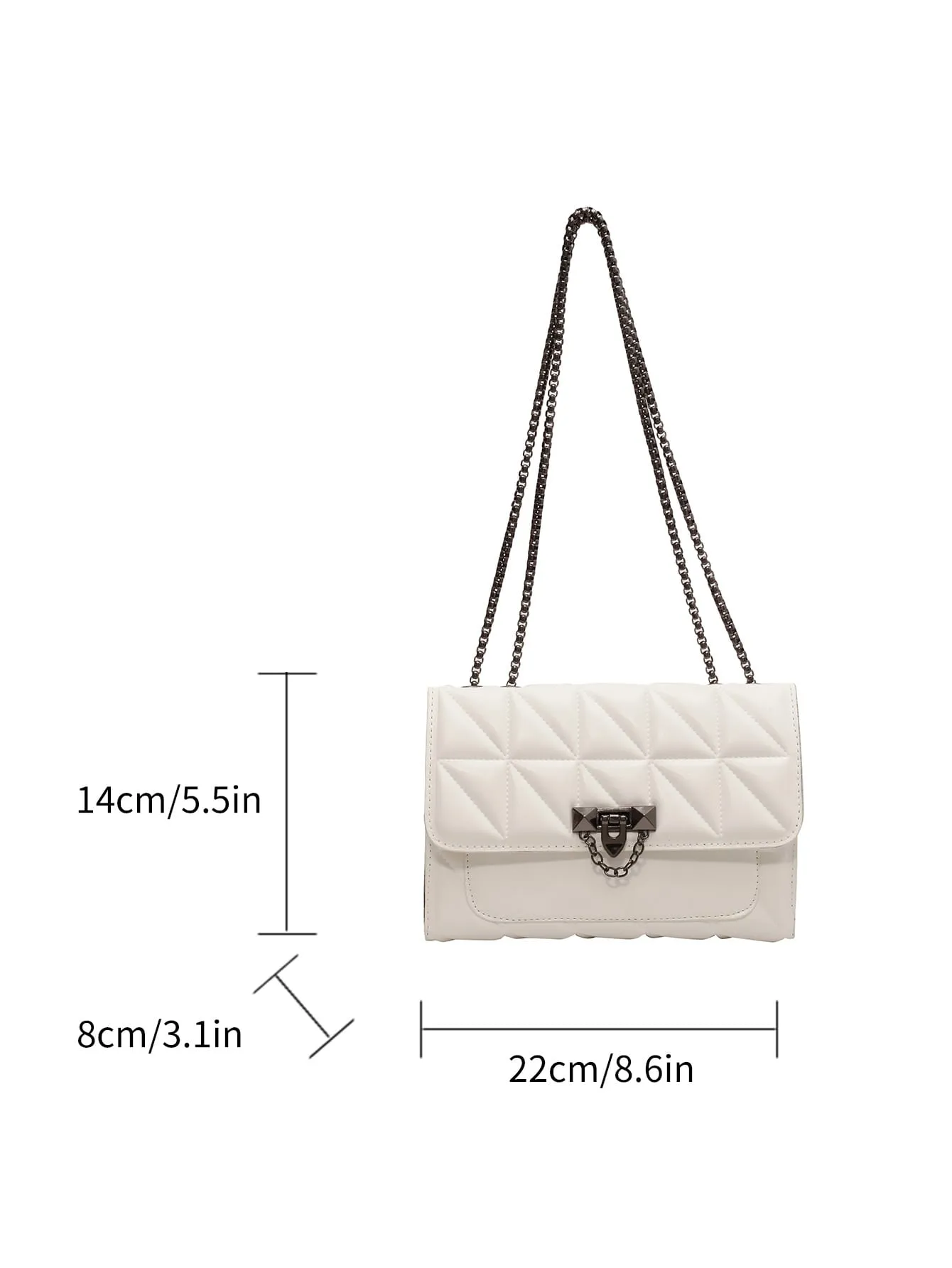 Quilted Pattern Fashion Flip Cover Square Bag With Metal Chain