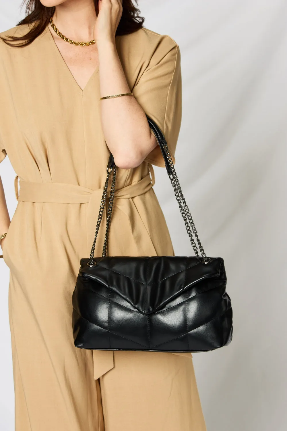 Quilted PU Leather Chain Shoulder Bag