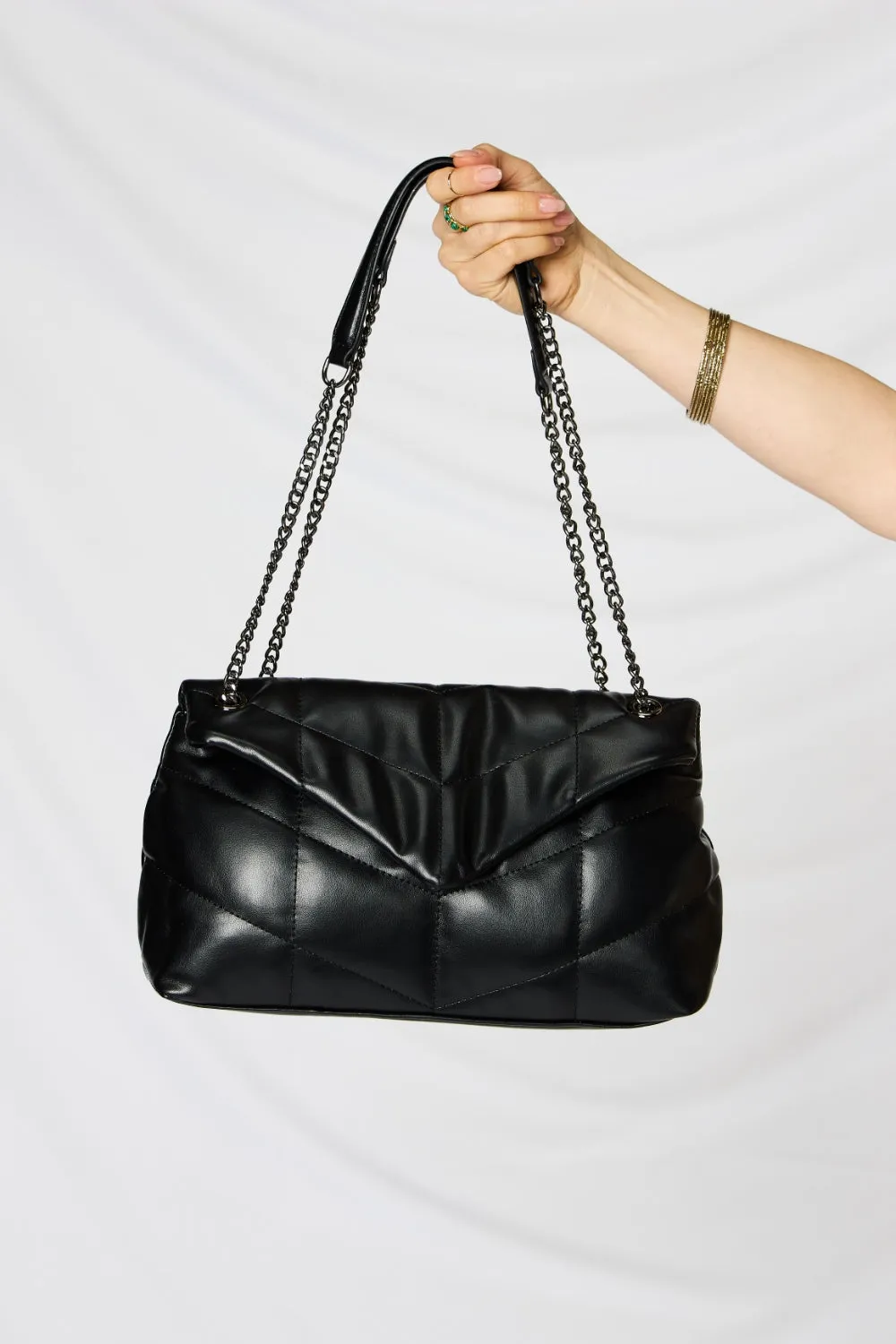 Quilted PU Leather Chain Shoulder Bag