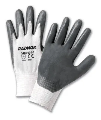 Radnor X-Large White Nitrile Coated Nylon Gloves With 13 Gauge Nylon Knit Liner And Knit Wrists