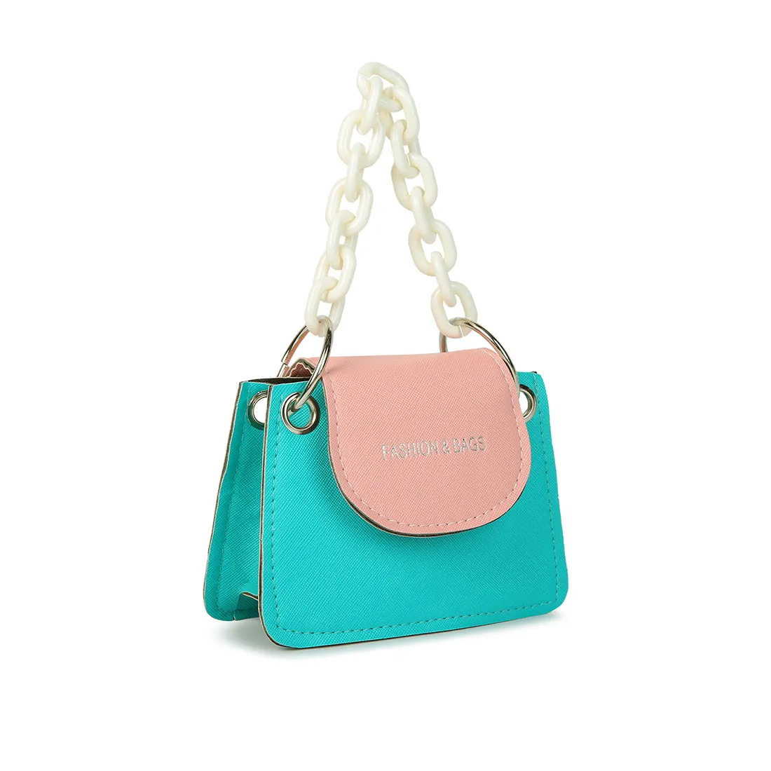 Round Flap Mini Statement Bag in Blue