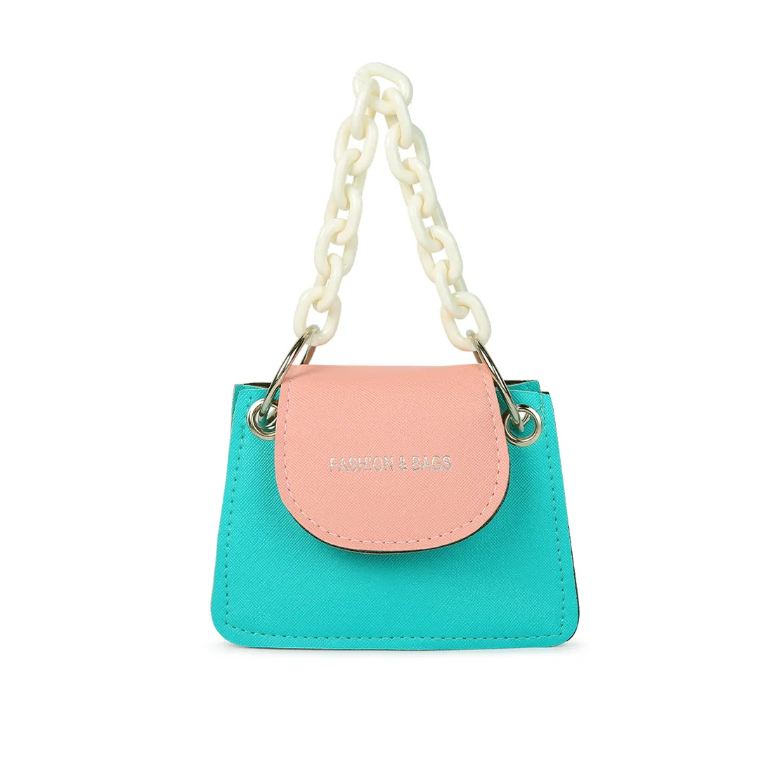 Round Flap Mini Statement Bag in Blue