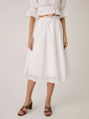 Ruffle Patchwork Graceful Lace Midi Skirt