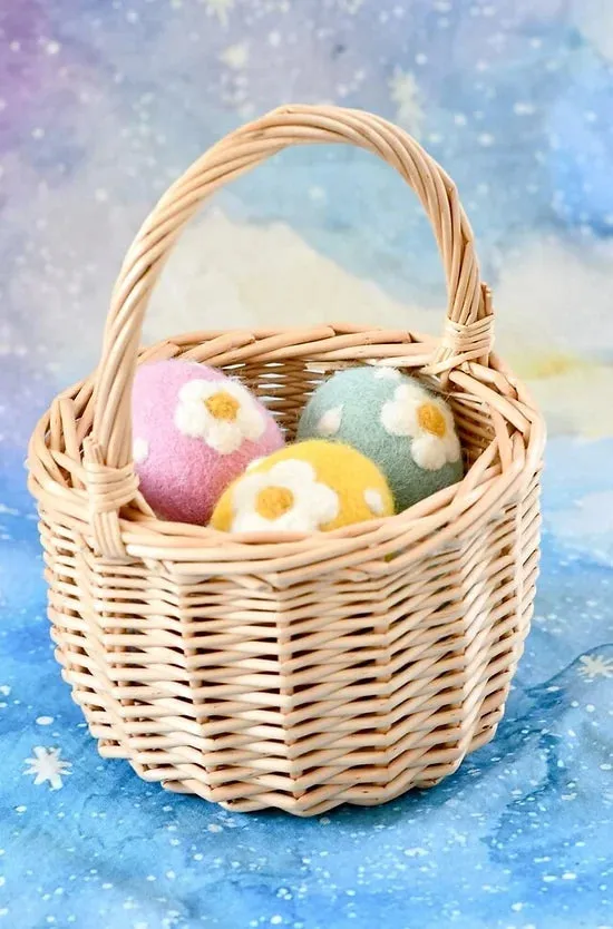 Sale Felt Floral and Dots Egg, Set of 5