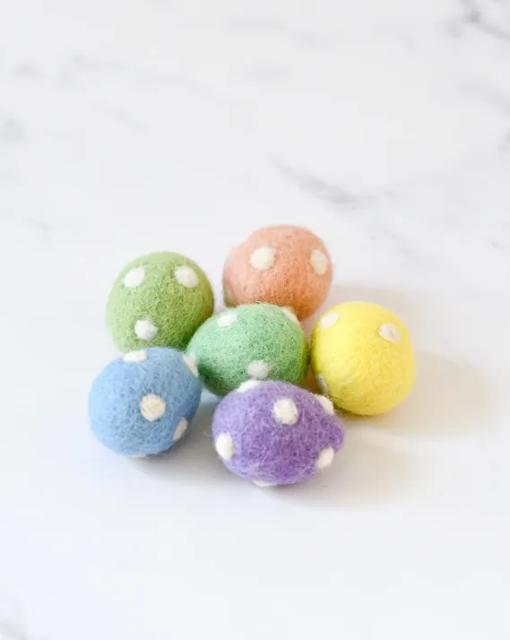 Sale Felt Polka Dots Eggs, Set of 6