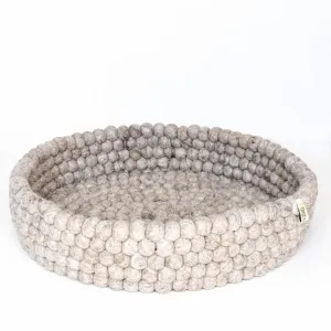 Sandy Beige Felt Ball Basket for Cats