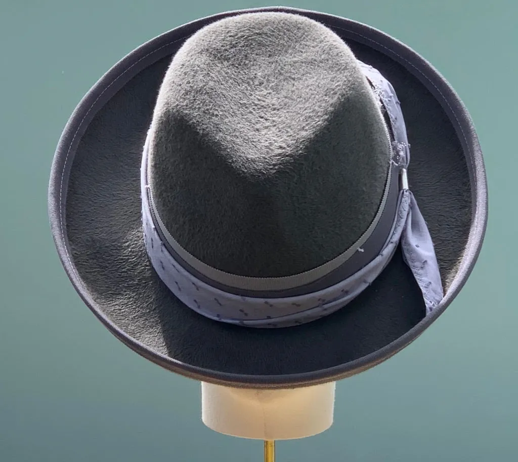 Santa Fe Fedora in Steel Grey Velour Felt