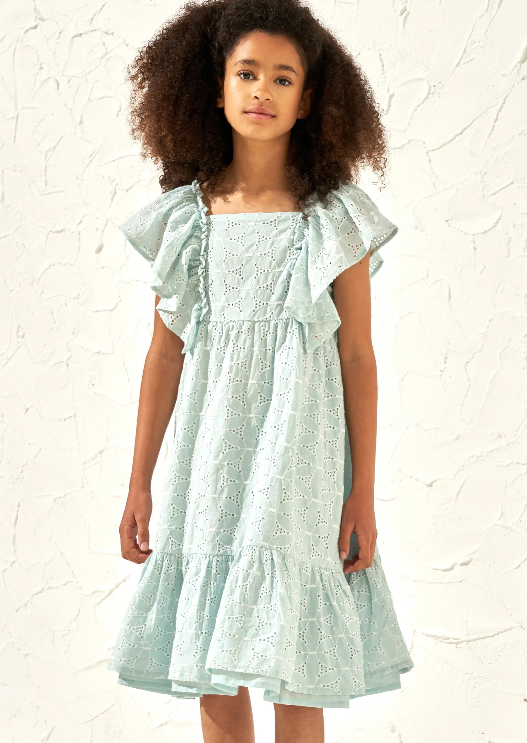 Sara Mint Broderie Dress