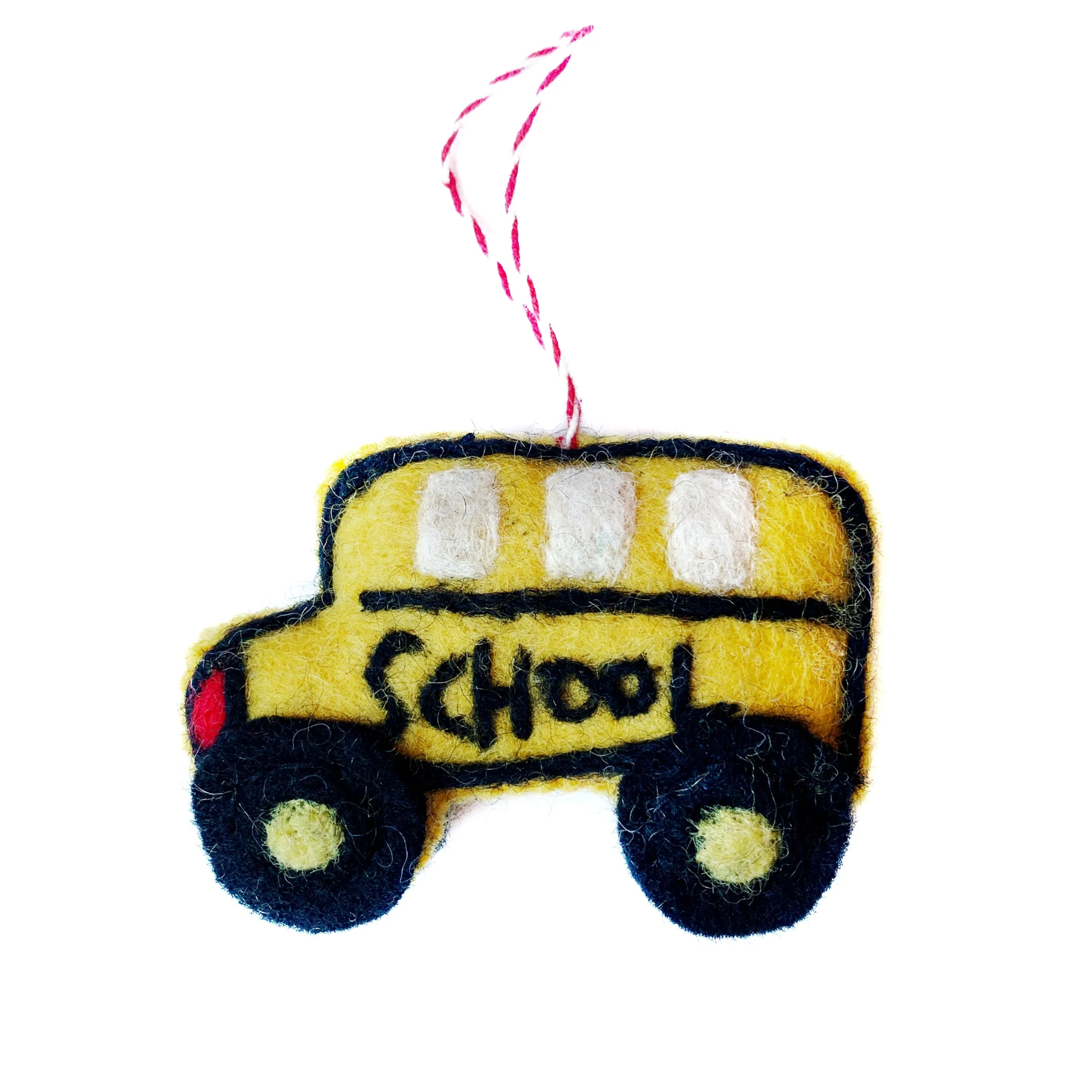 School Bus Ornament, Felt Wool