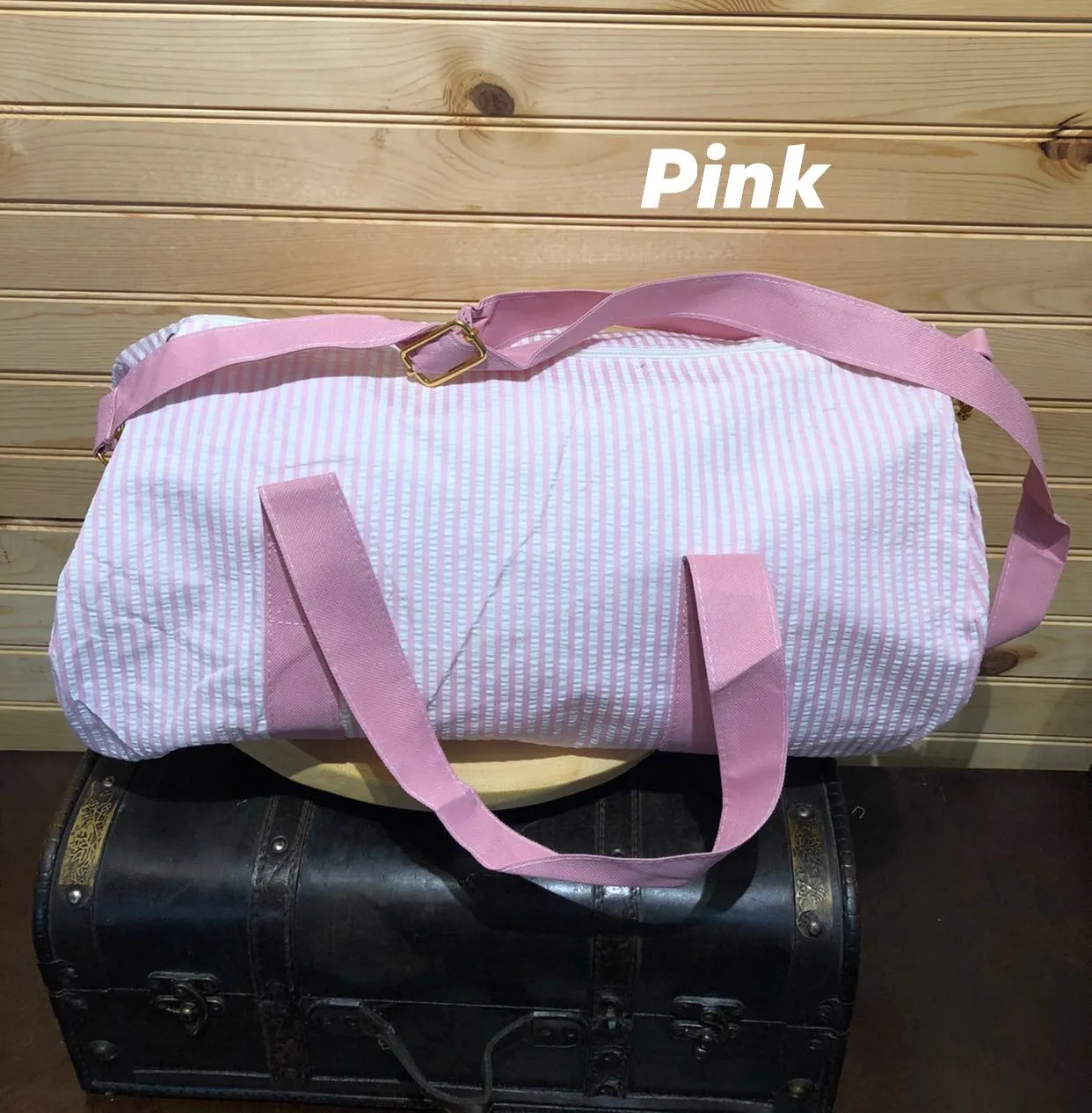 Seersucker Duffle Bag - Pink