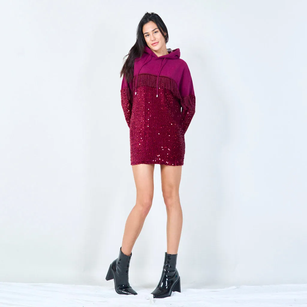 Sequin-embellished hoodie dress wholesale