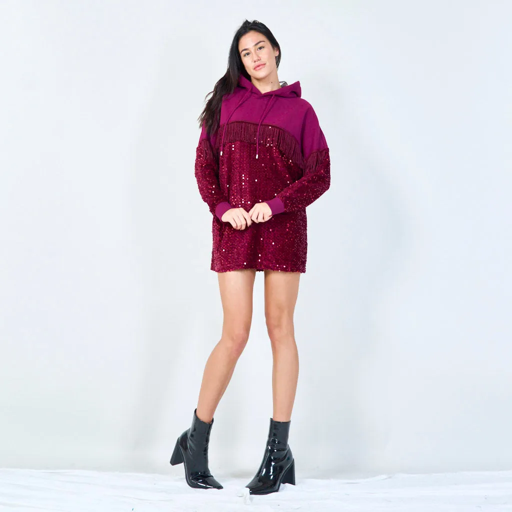 Sequin-embellished hoodie dress wholesale