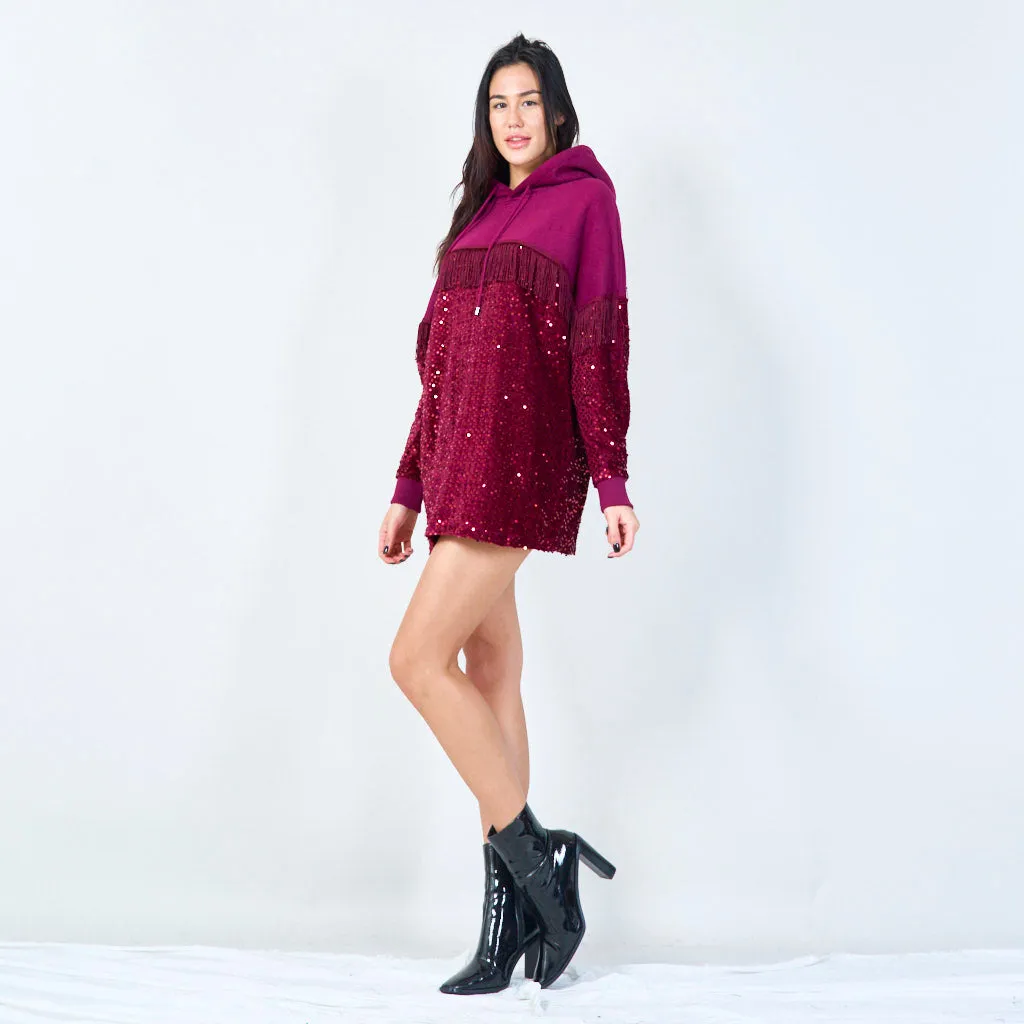 Sequin-embellished hoodie dress wholesale