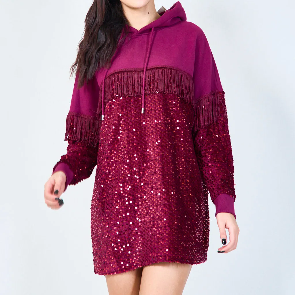 Sequin-embellished hoodie dress wholesale