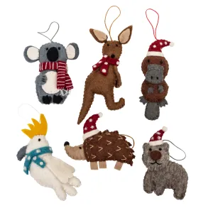 Set of 6 - Australian Animal Christmas decorations