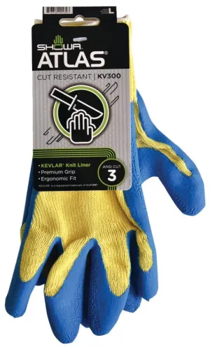 Showa KV300L-09.RT Coated Gloves, L, Knit Wrist Cuff, Blue/Yellow :PR: QUANTITY: 1