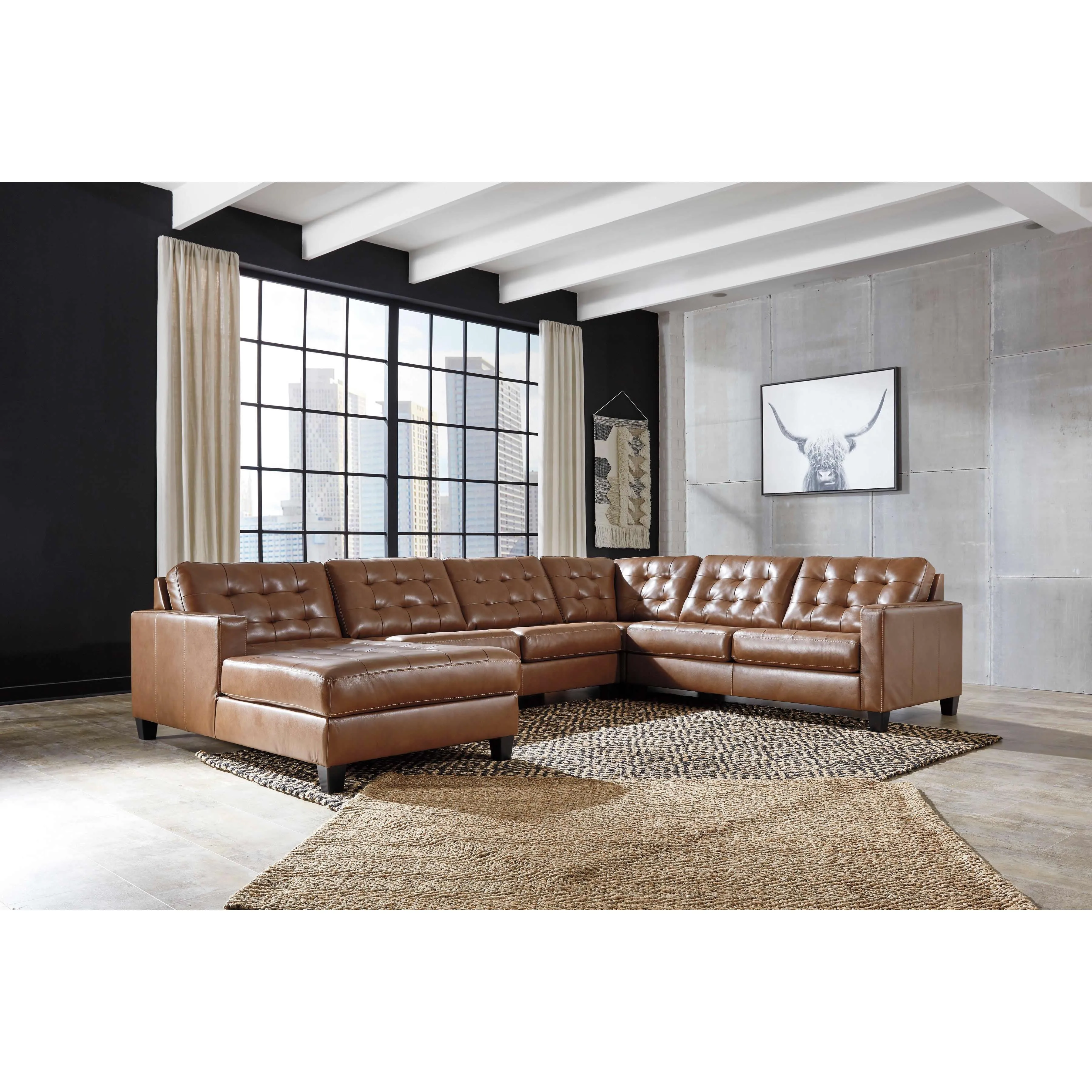 Signature Design by Ashley Baskove Leather Match 4 pc Sectional 1110216/1110277/1110234/1110256