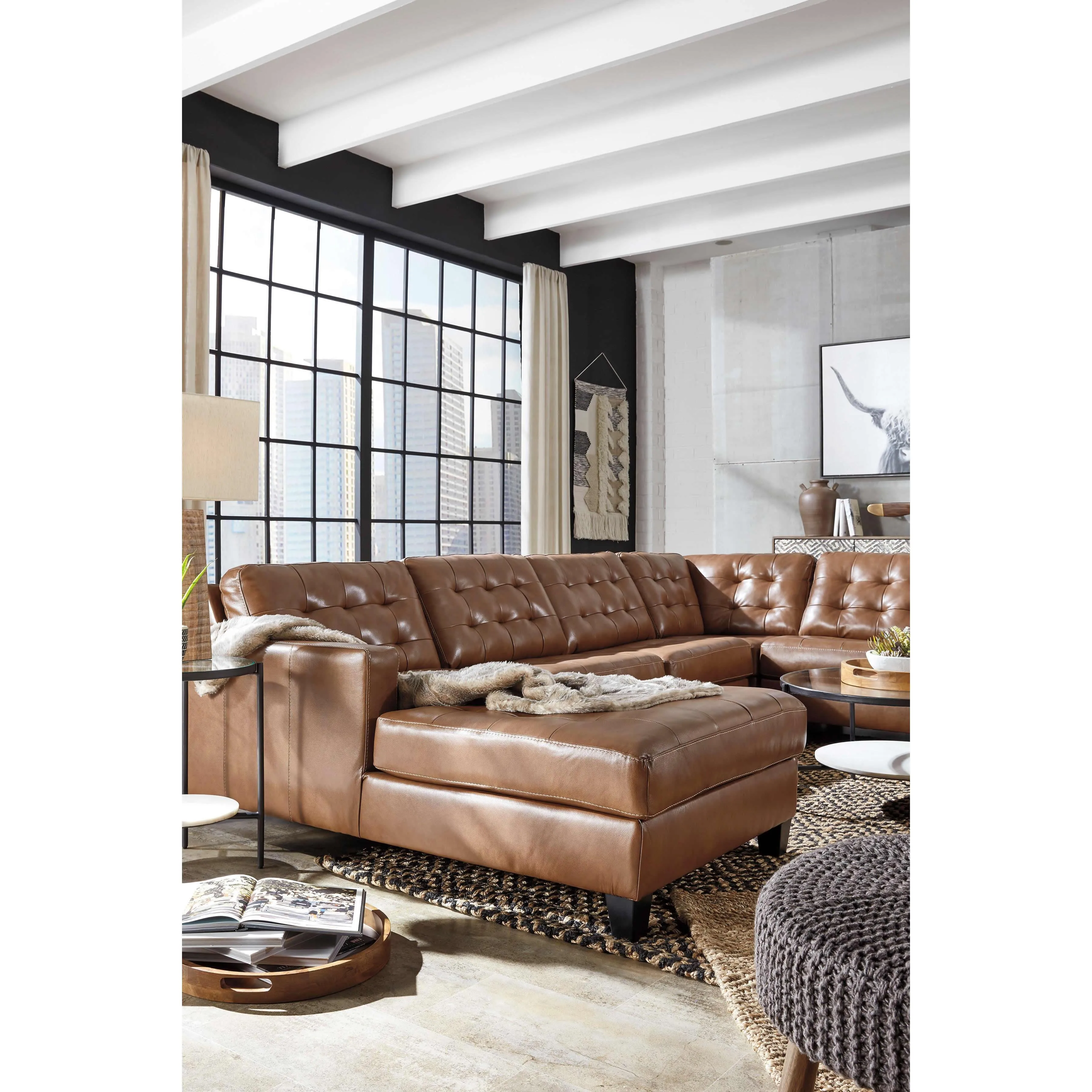 Signature Design by Ashley Baskove Leather Match 4 pc Sectional 1110216/1110277/1110234/1110256