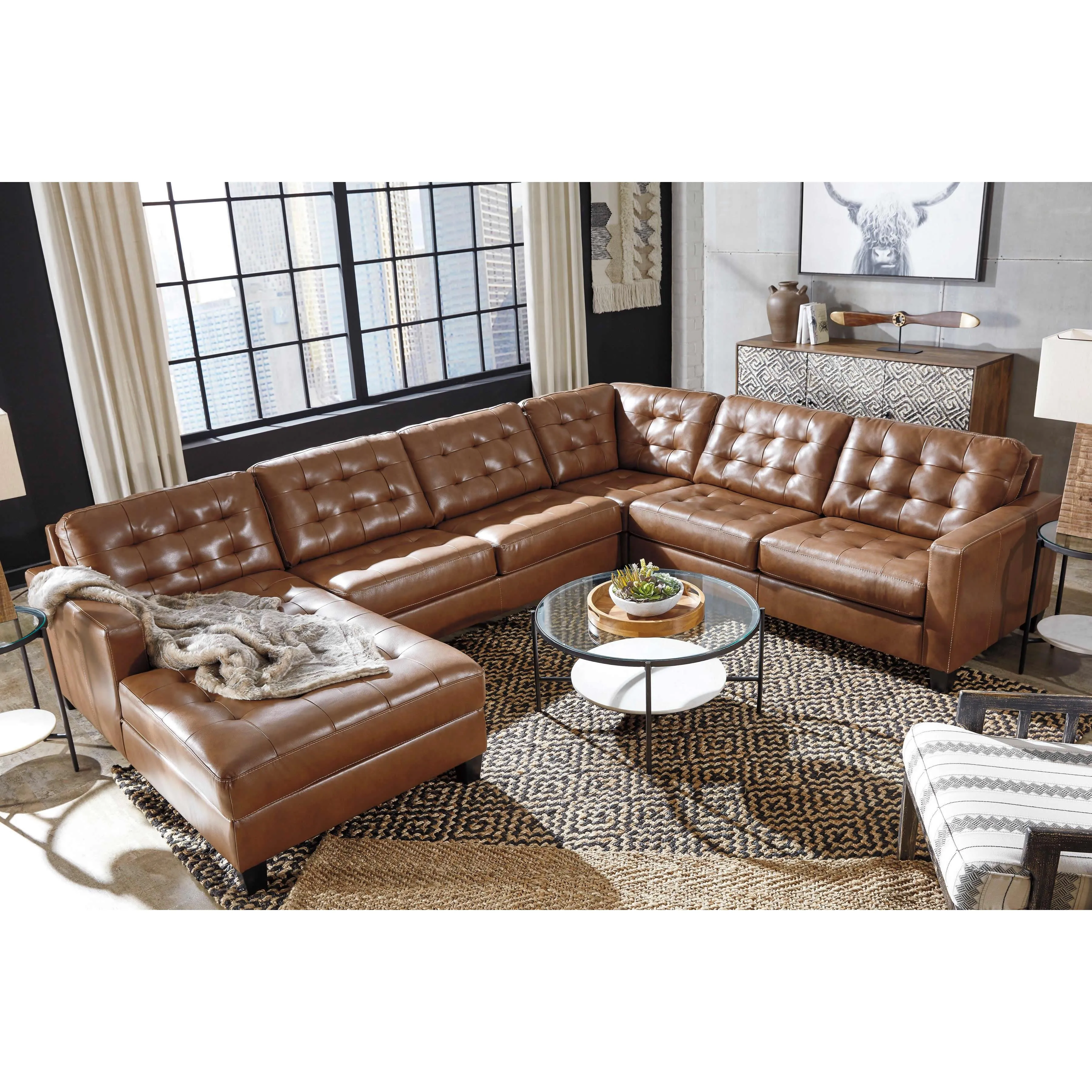 Signature Design by Ashley Baskove Leather Match 4 pc Sectional 1110216/1110277/1110234/1110256