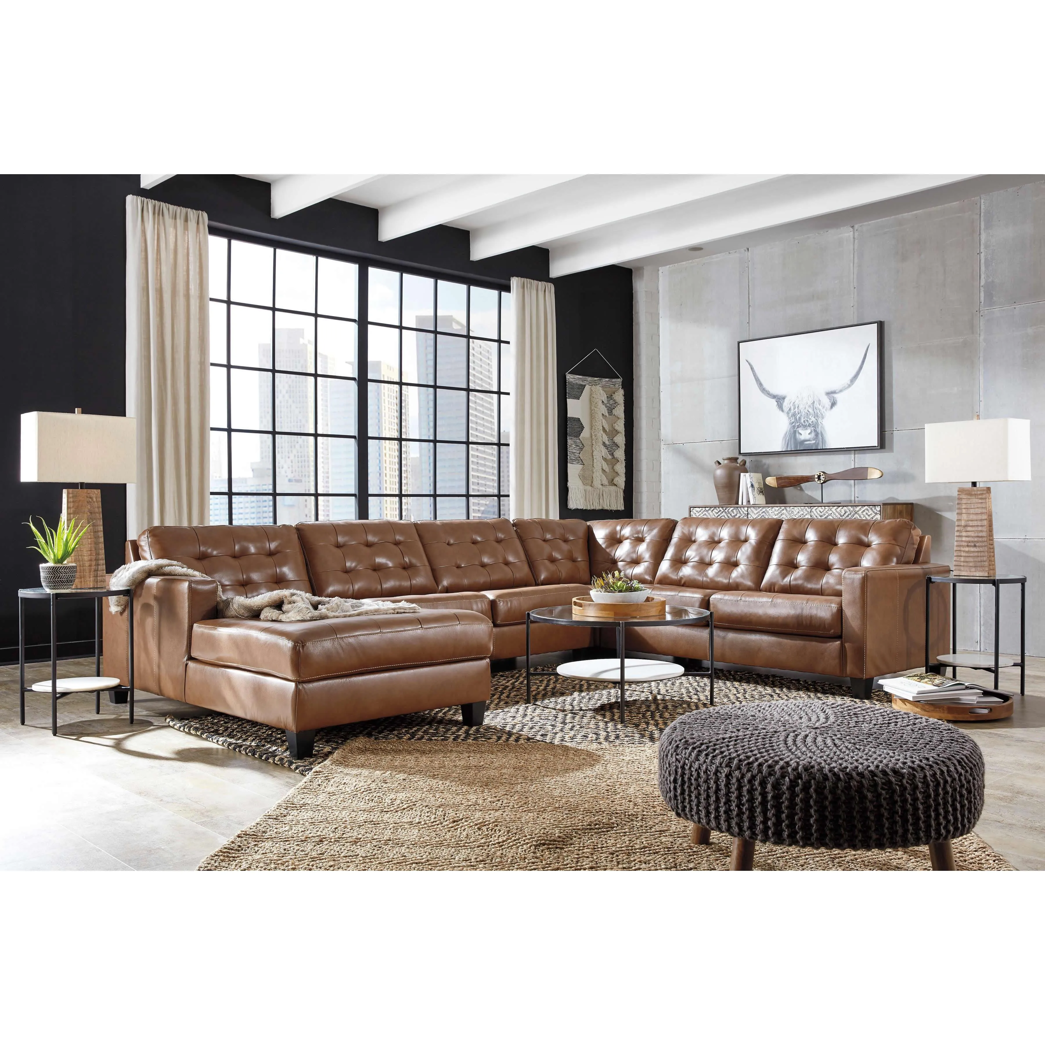 Signature Design by Ashley Baskove Leather Match 4 pc Sectional 1110216/1110277/1110234/1110256