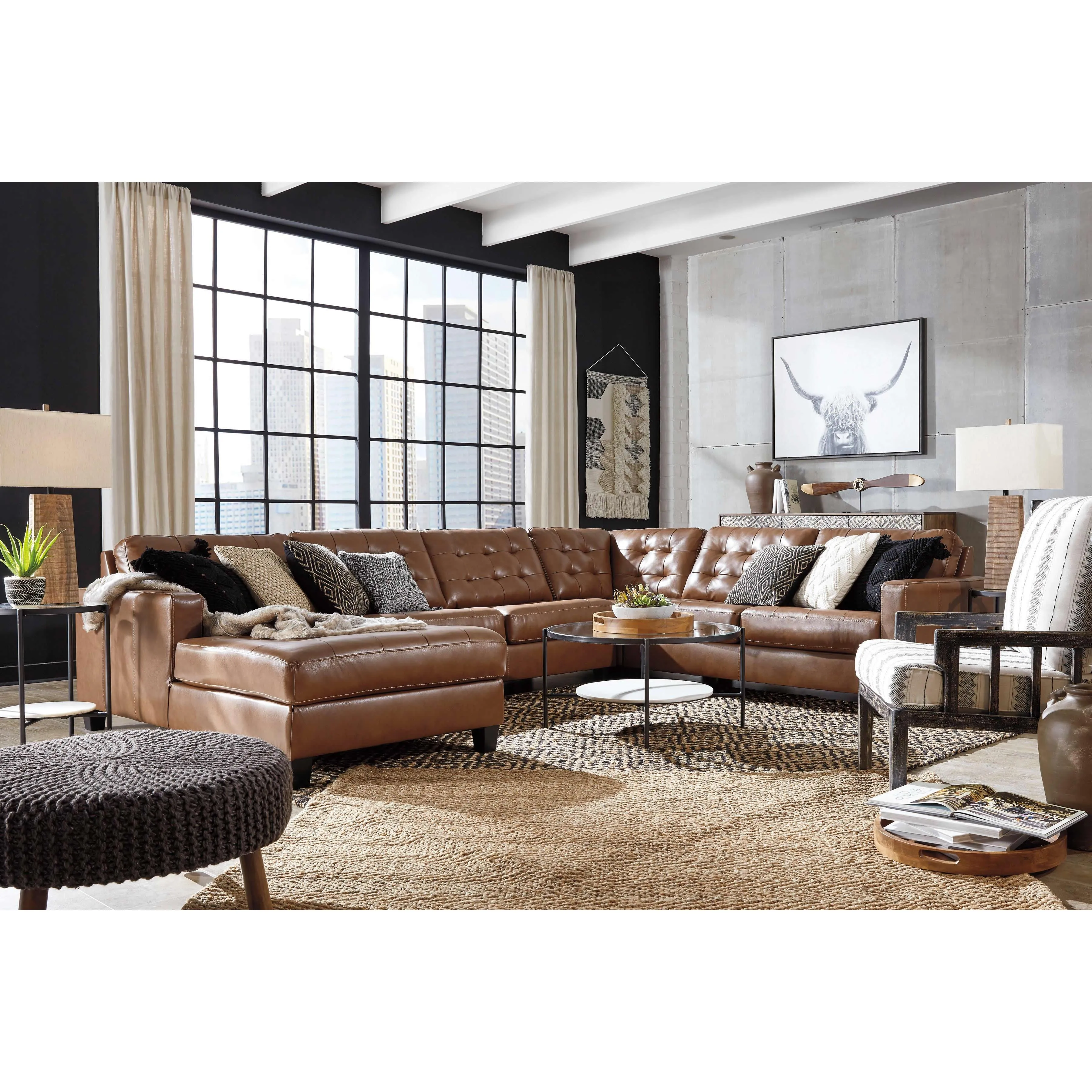 Signature Design by Ashley Baskove Leather Match 4 pc Sectional 1110216/1110277/1110234/1110256