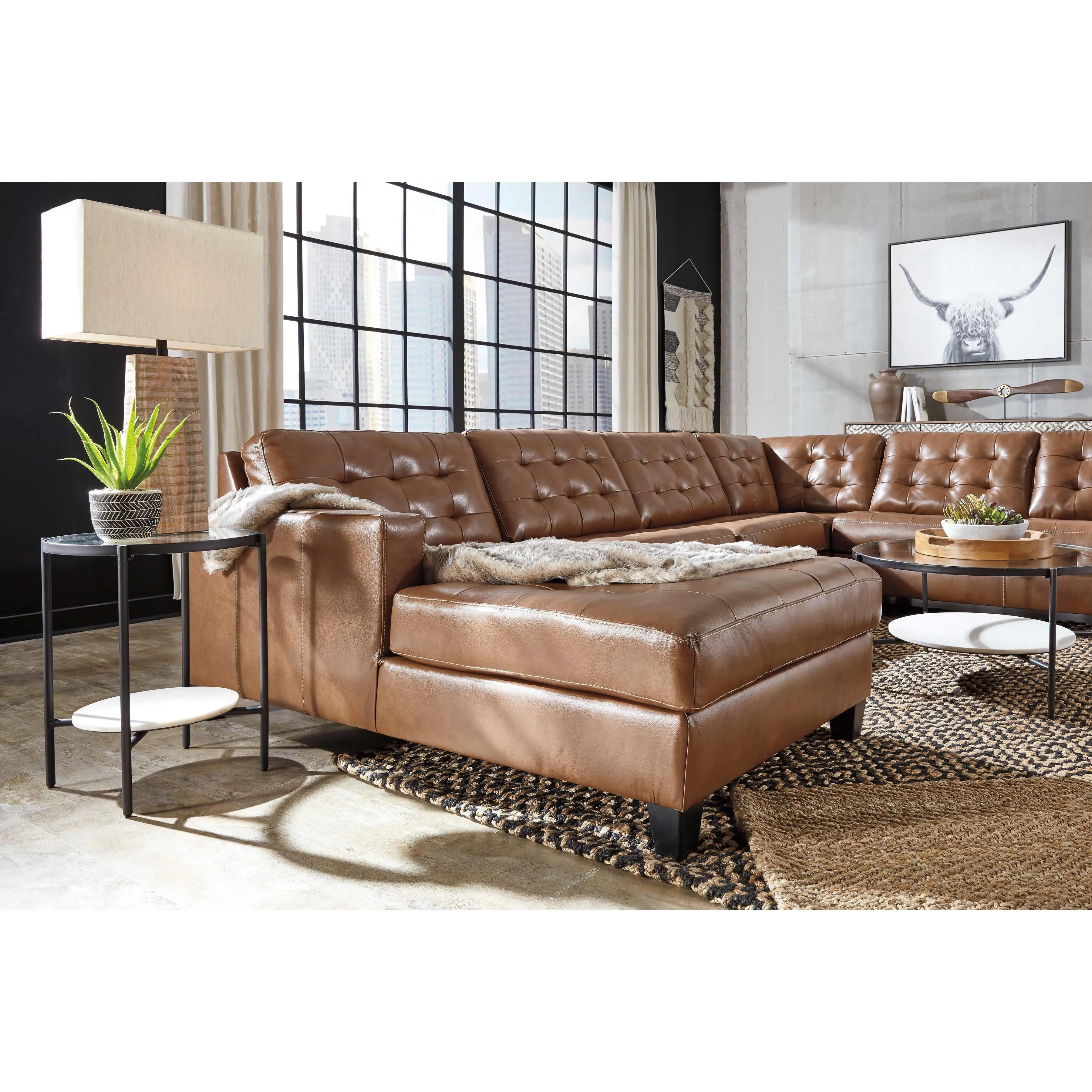 Signature Design by Ashley Baskove Leather Match 4 pc Sectional 1110216/1110277/1110234/1110256