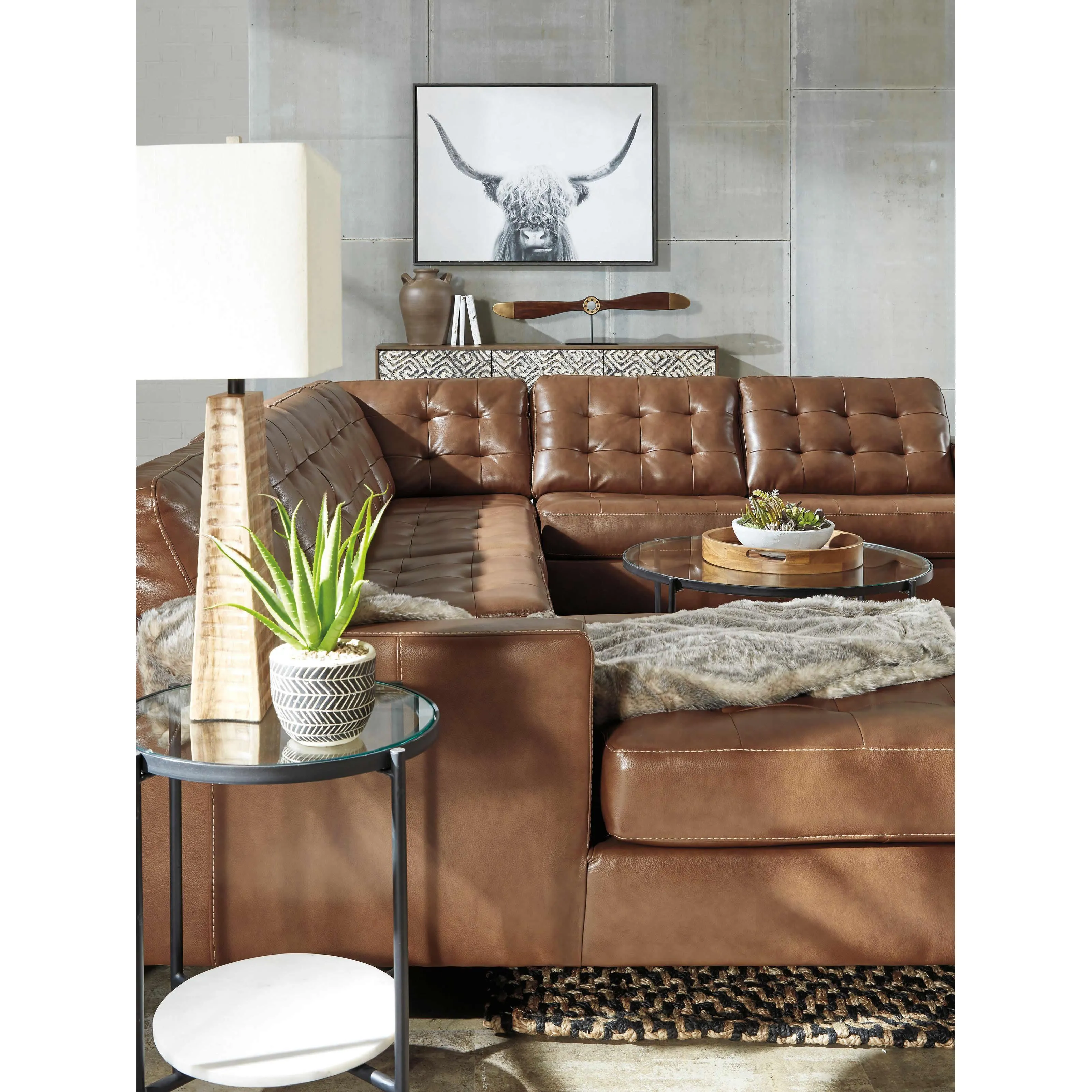 Signature Design by Ashley Baskove Leather Match 4 pc Sectional 1110216/1110277/1110234/1110256