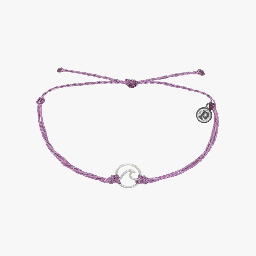 Silver Wave Charm Purple Bracelet