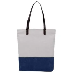 Simple Canvas and Color Splicing Design Shoulder Bag For Women - Deep Blue