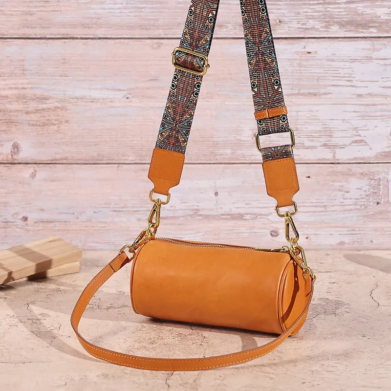 Simple Cowhide Women's Double Strap Shoulder Crossbody Bag