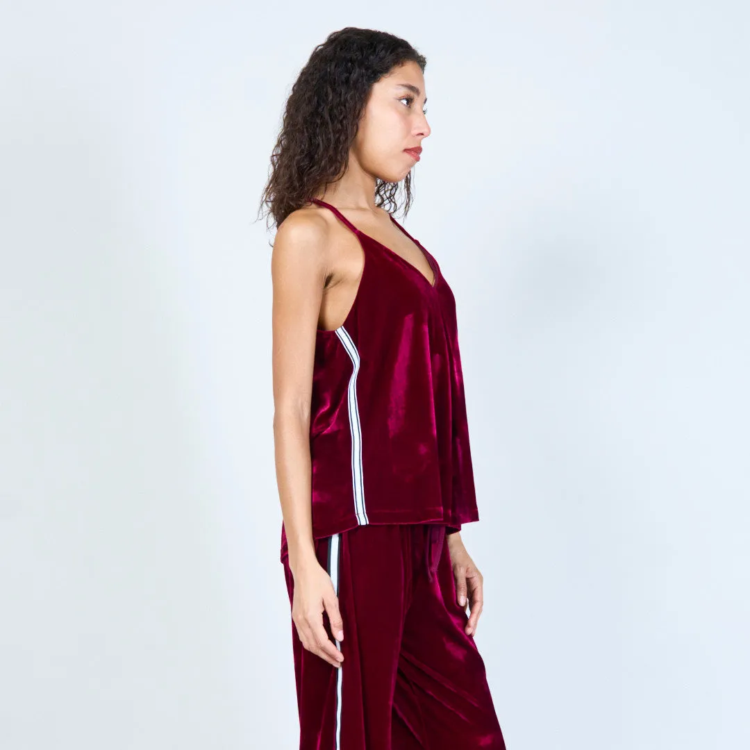 Sleek velvet spaghetti strap top wholesale