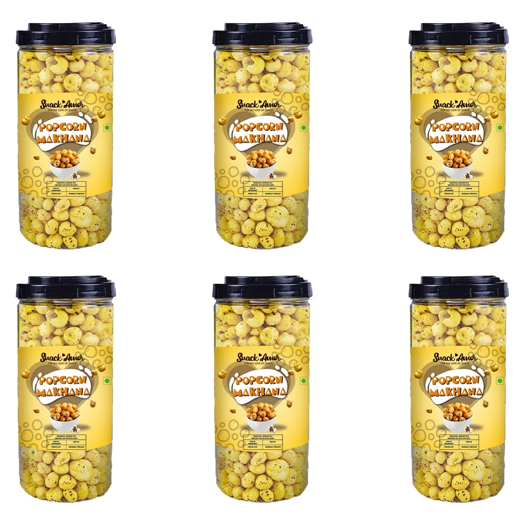 SnackAmor Crunchy Popcorn Makhana Jars - Desi Style (55g each)