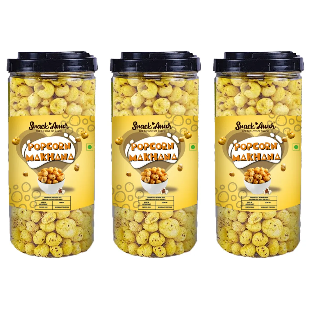 SnackAmor Crunchy Popcorn Makhana Jars - Desi Style (55g each)