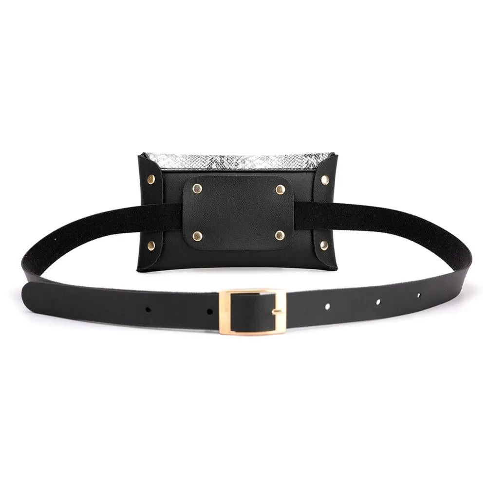 Snake Pattern Shoulder Waist Belt Flap Leather Cross-body Chest Bag