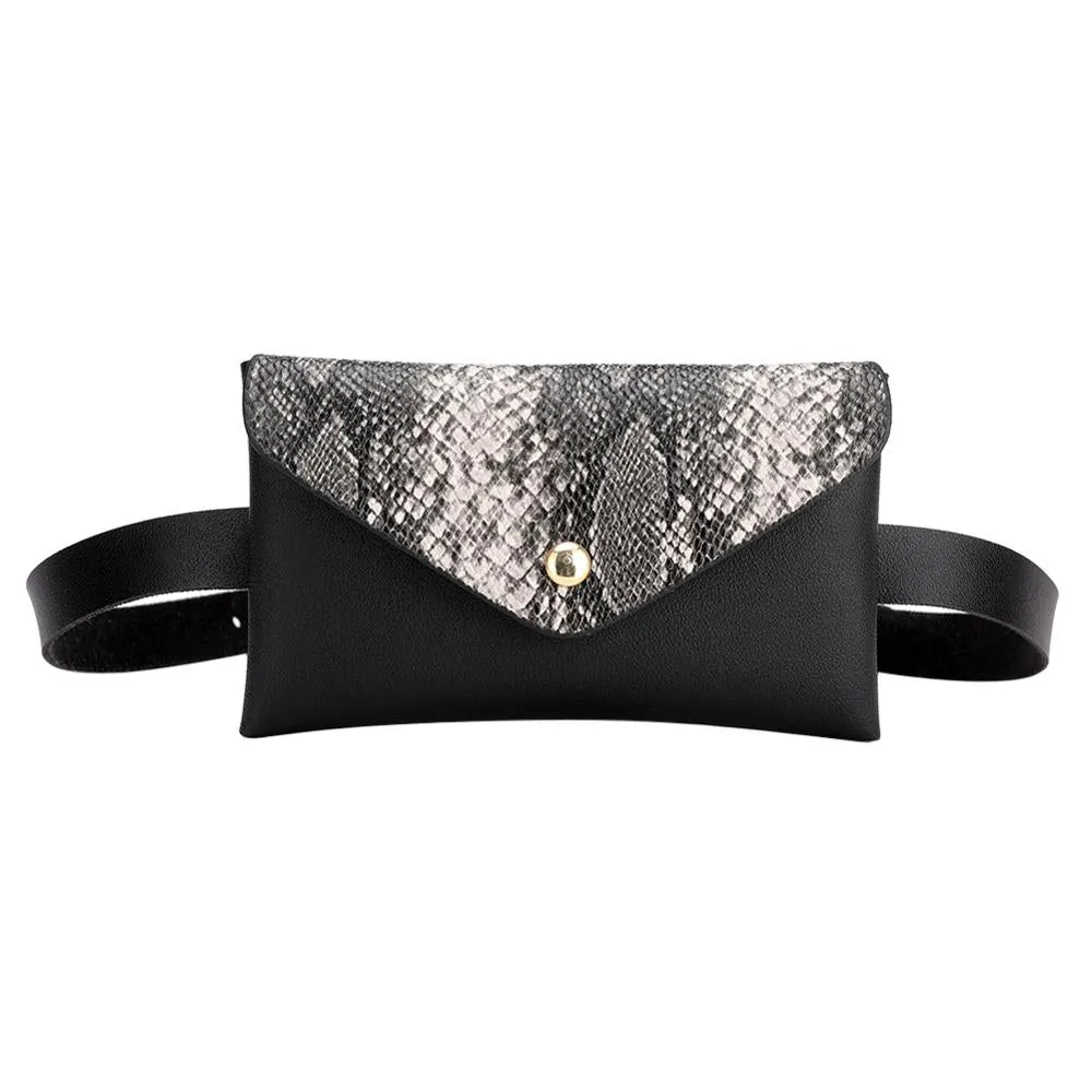 Snake Pattern Shoulder Waist Belt Flap Leather Cross-body Chest Bag