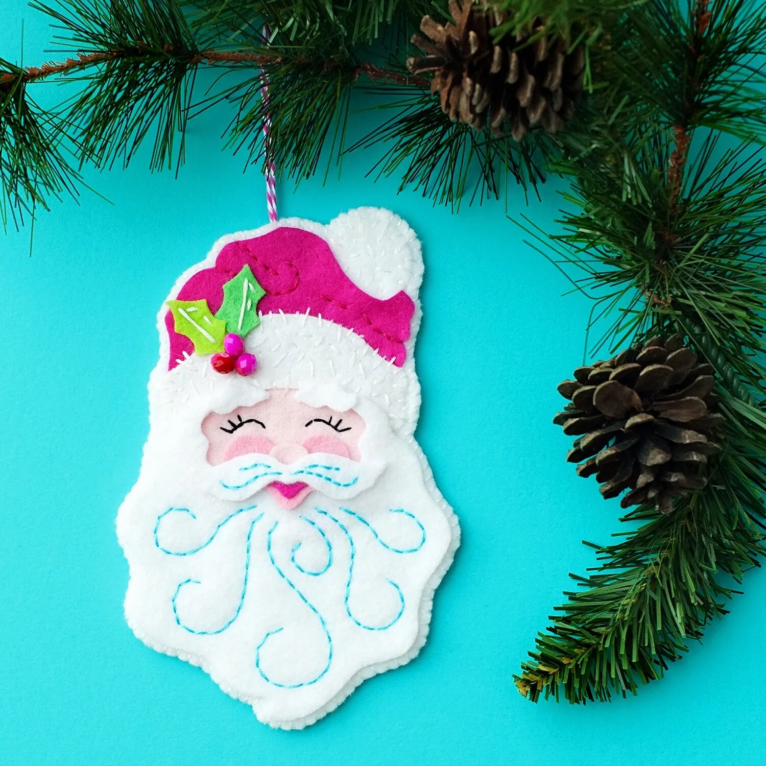 Snowman, Deer, and Santa Set of 3 Wool Felt Ornament PDF Patterns