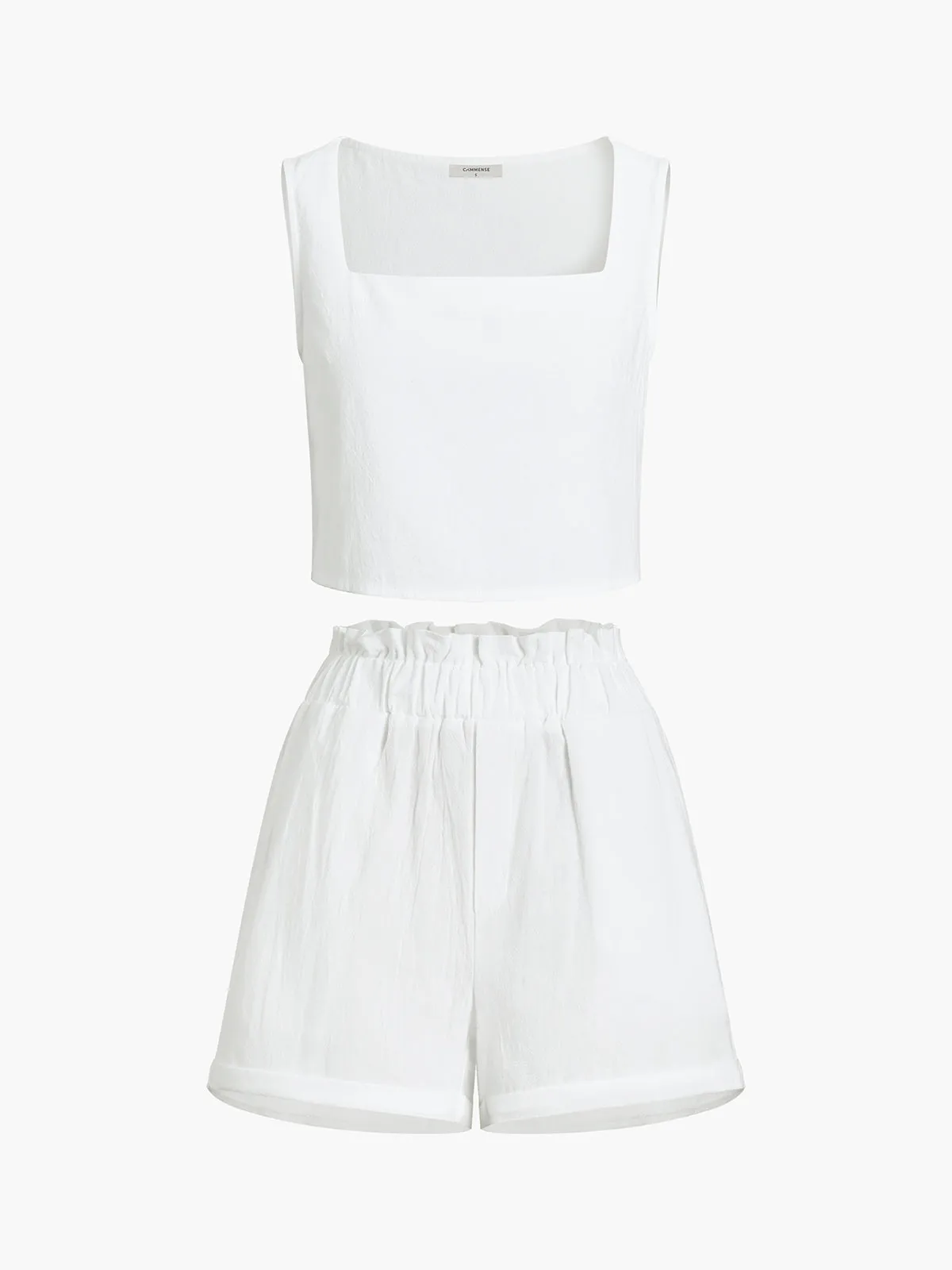 Solid Cotton Graceful Ruffle Short Sets