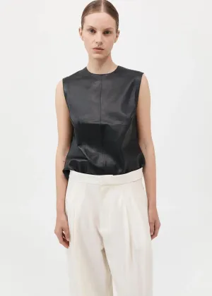 ST. AGNI Leather Top - Black