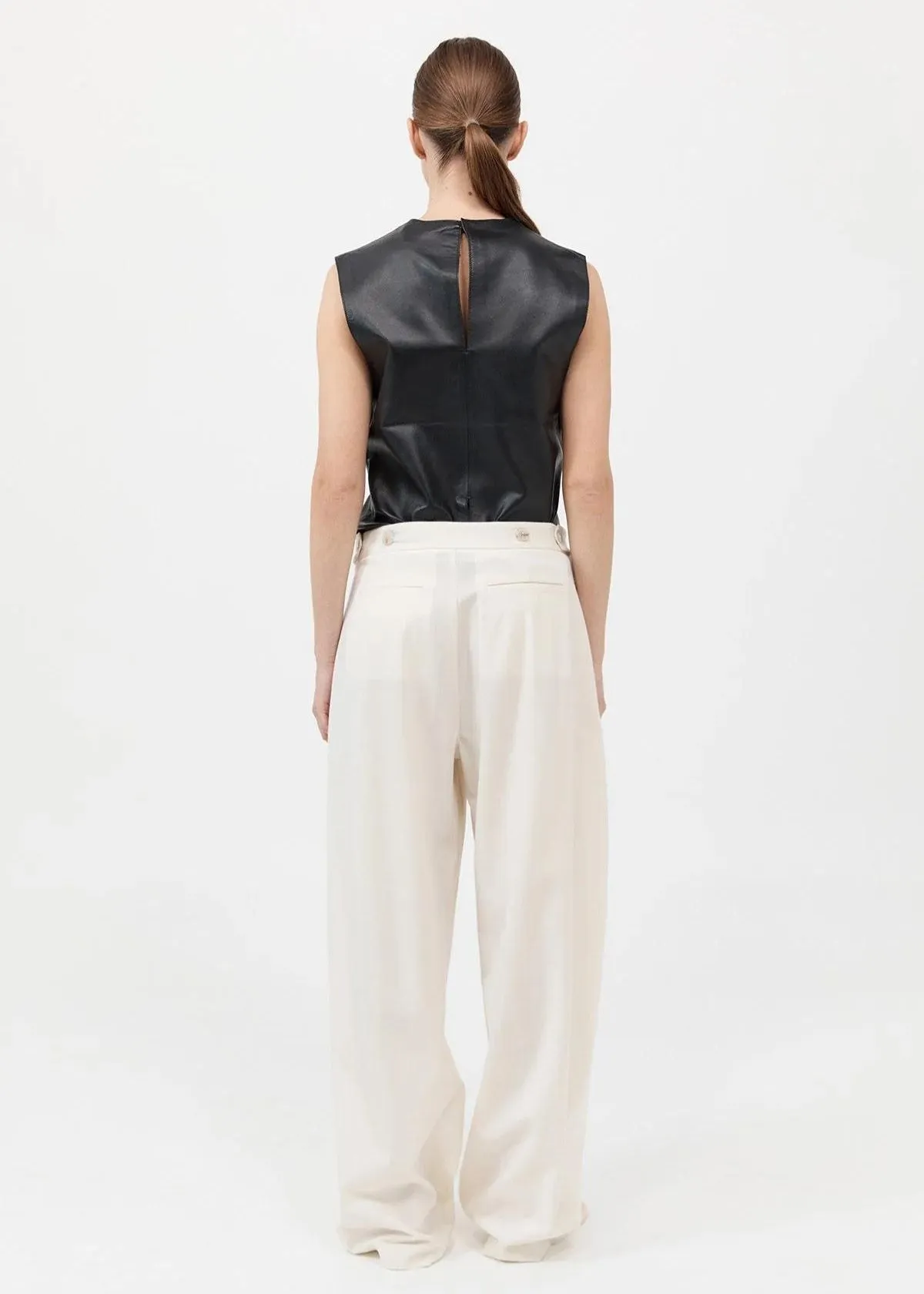 ST. AGNI Leather Top - Black