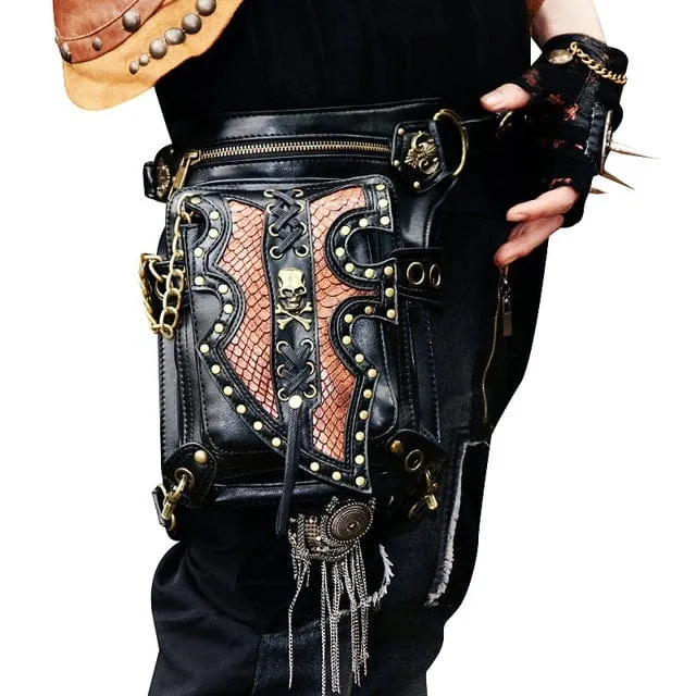 Steampunk Double Color Skull Waist Bag