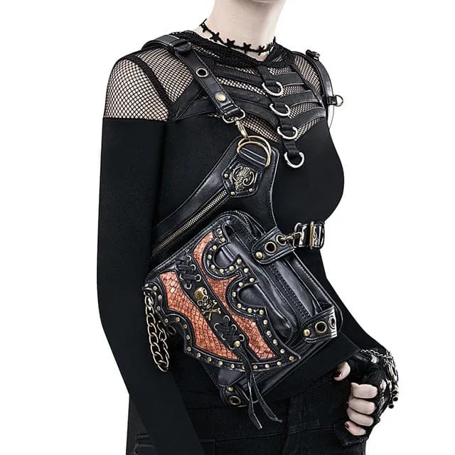 Steampunk Double Color Skull Waist Bag