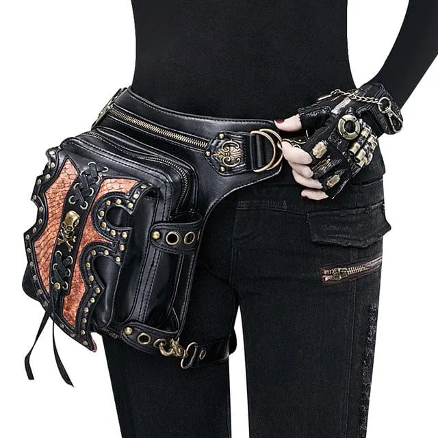 Steampunk Double Color Skull Waist Bag