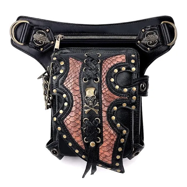 Steampunk Double Color Skull Waist Bag