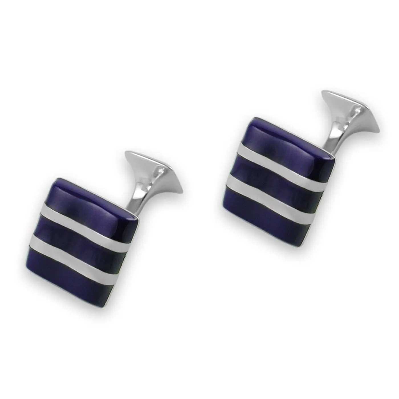 Sterling Silver Lapis Wave Cufflinks