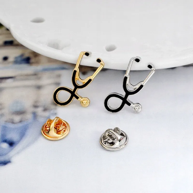 Stethoscope Black-Gold Pin