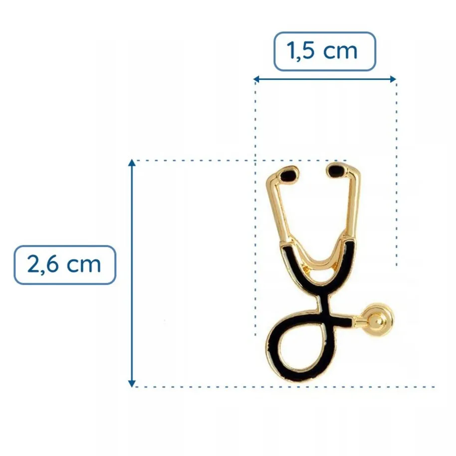 Stethoscope Black-Gold Pin